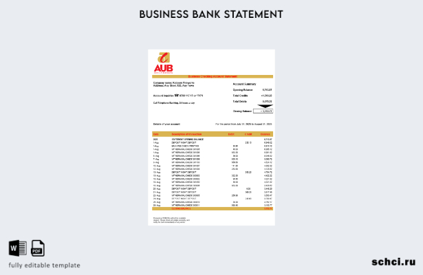 цифровая загрузка заявления компании Asia United Bank (AUB) Шаблон в формате Wor